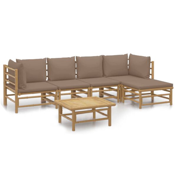 vidaXL Garden Lounge Set Taupe Bamboo Medium Modular Garden Lounge Set