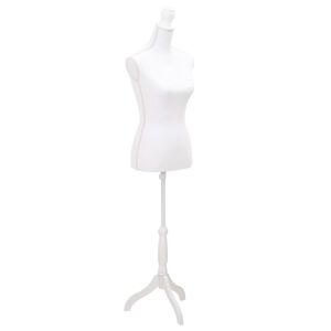 vidaXL Female Mannequin White Polyester, MDF, Solid Wood, Painted Steel