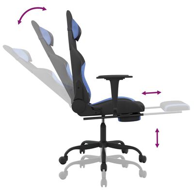 vidaXL Gaming Chair with Footrest Black and Blue Fabric