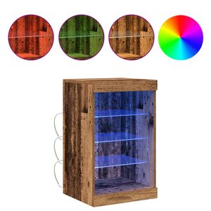 vidaXL LED Sideboard Old Wood 16.14 x 14.57 x 26.38 in Engineered Wood