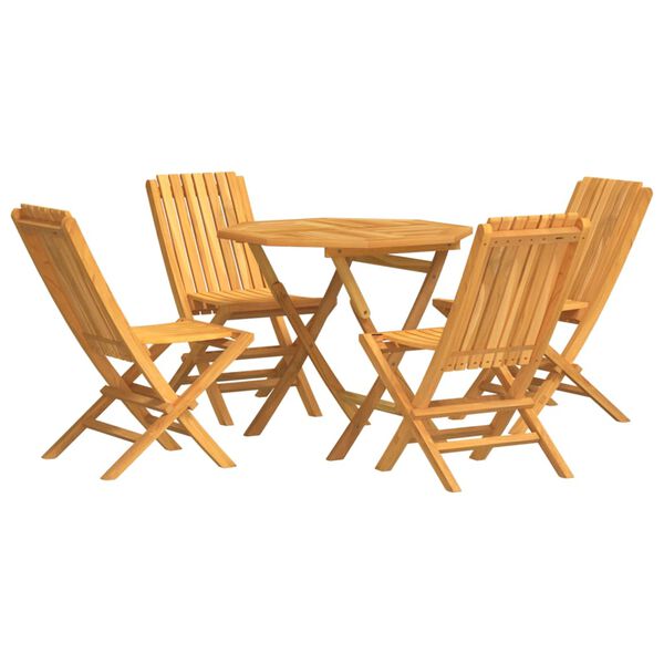 vidaXL Garden Dining Set Natural Wood Solid teak wood Medium Foldable