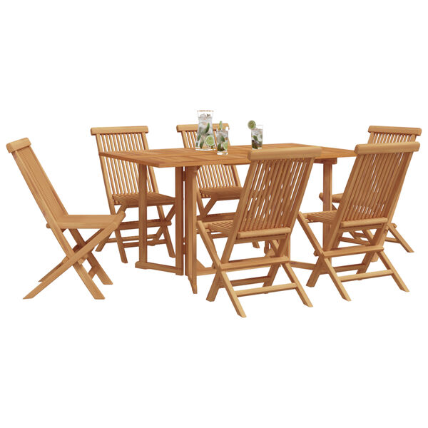 vidaXL Garden Dining Set 7 pcs Brown Solid Teak Wood
