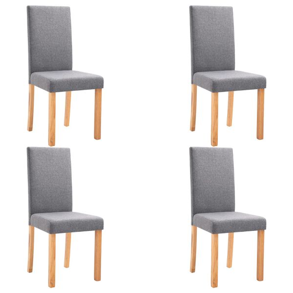 vidaXL Dining Chair Set of 4 Light Gray Fabric and Rubber Wood Medium