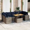 vidaXL 8 Piece Patio Sofa Set with Cushions Gray Poly Rattan