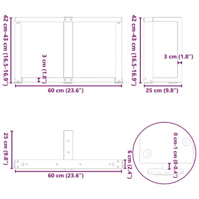 Assembly diagram with measurements for the table frame and top