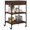 vidaXL Kitchen Trolley Brown Oak 23.6"x18.9"x35.2" Engineered Wood