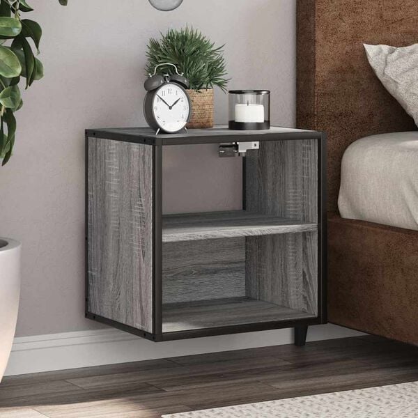 vidaXL Wall-mounted Bedside Cabinet Grey Sonoma Engineered wood