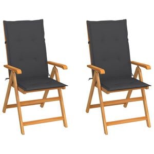 vidaXL Garden Chair Set of 2 Teak Wood Teak wood Medium Foldable