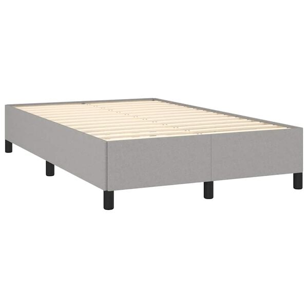 vidaXL Box Spring Bed with Mattress Light Grey Polyester Double