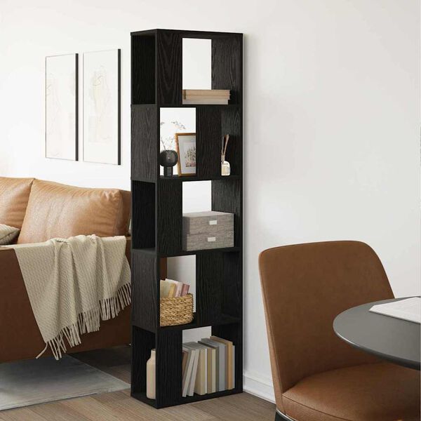 vidaXL Bookcase Black oak 45 x 23.5 x 162.5 cm Engineered wood