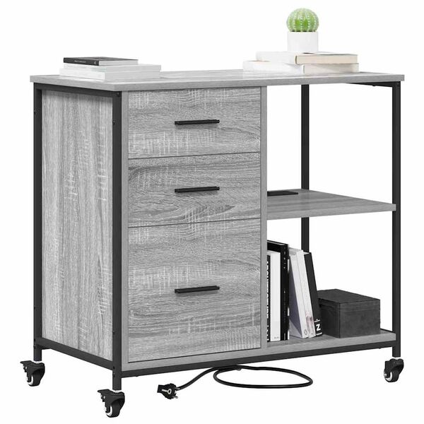 vidaXL Office Cabinet Grey sonoma 76 x 41 x 72 cm Engineered wood