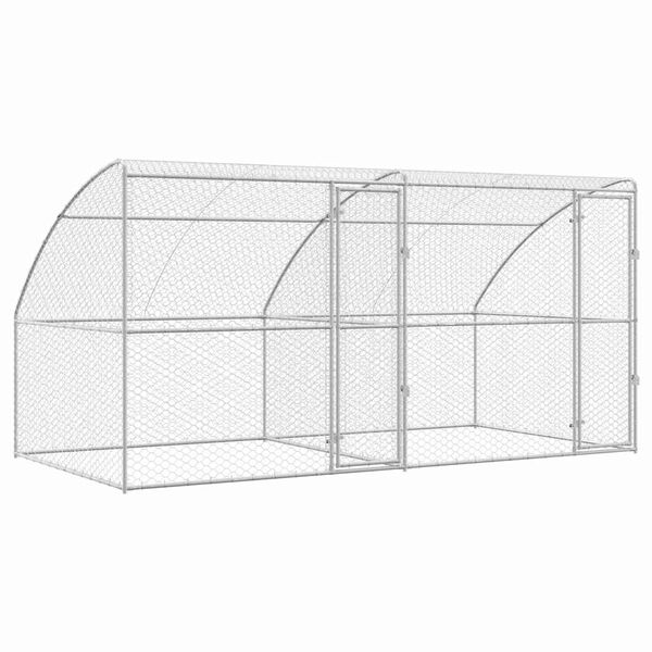 vidaXL Dog Kennel 2 pcs Silver 13.12 x 6.56 x 6.56 ft Galvanised steel
