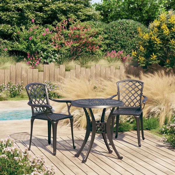 vidaXL 3 Piece Bistro Set Cast Aluminum Black