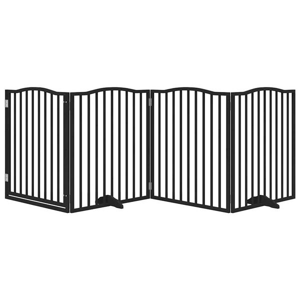 vidaXL Dog Gate Set of 4 Black Poplar wood 10.5 ft Foldable Dog Gate
