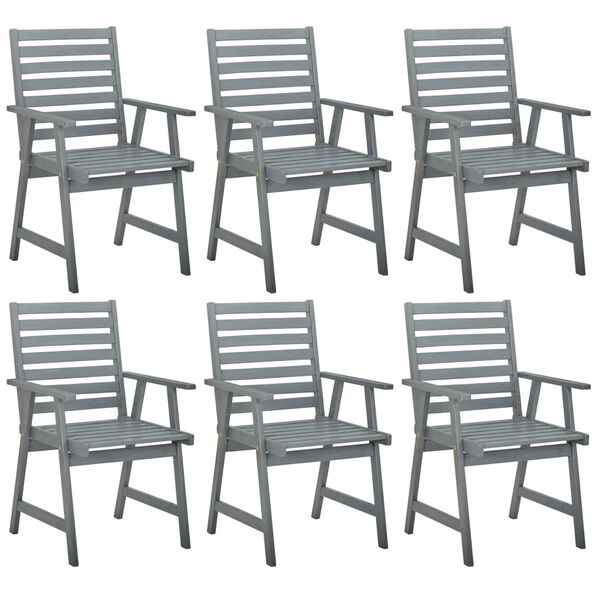 vidaXL Patio Dining Chairs 6 pcs Grey Solid Acacia Wood
