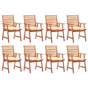 vidaXL Outdoor Chair Set of 8 Natural Wood Acacia wood Standard