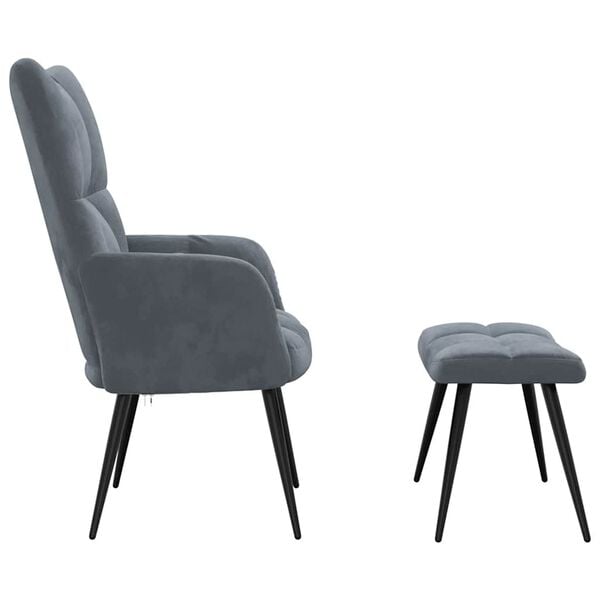 vidaXL Relaxing Chair With Stool Dark Grey