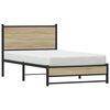 vidaXL Bed Frame Sonoma Oak Steel, Engineered Wood Single Modern