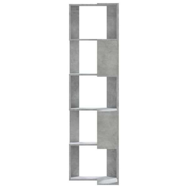 vidaXL Corner Bookcase 5-Tier Concrete Grey 19.7x19.7x70.5" Engineered Wood