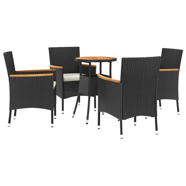 vidaXL Garden Bistro Set Black Poly rattan Medium Durable Bistro Set