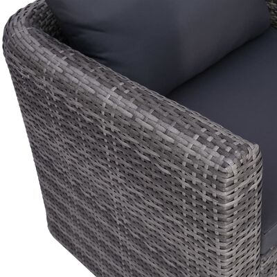 vidaXL Patio Chair with Cushion and Pillow Poly Rattan Gray