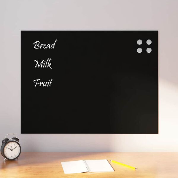 vidaXL Wall-mounted Magnetic Board Black 31.5"x23.6" Tempered Glass