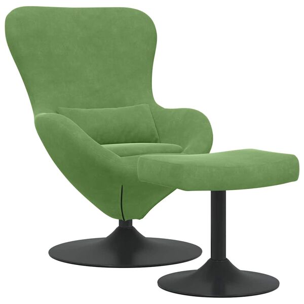vidaXL Egg Chair with Footstool Light Green 24.80 x 28.74 x 35.43 in