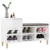 vidaXL Shoe Cabinet High gloss white Engineered Wood, Solid Eucalyptus Wood