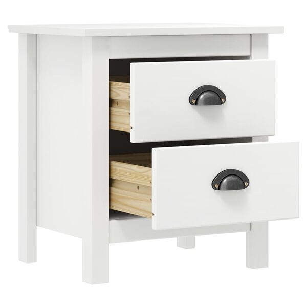 vidaXL Bedside Cabinet White Solid pine wood Medium Bedside Cabinet