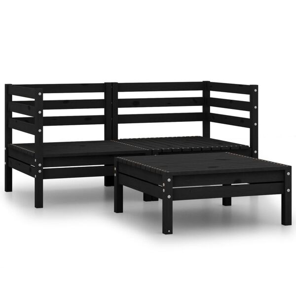 vidaXL Garden Lounge Set Black Solid pinewood Modular Garden Lounge Set