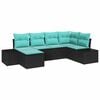 vidaXL Garden Sofa Set with Cushion 6 pcs Black Poly Rattan