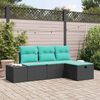 vidaXL Sofa Set with Cushion 4 pcs Poly Rattan
