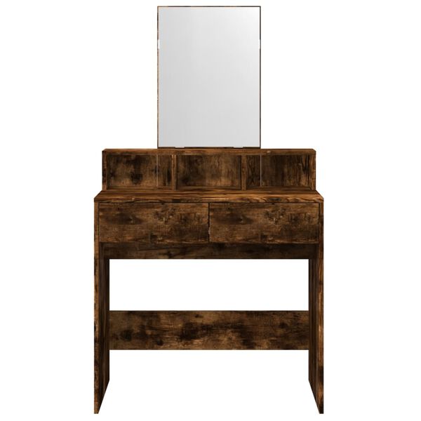 vidaXL Dressing Table Smoked Oak Engineered wood and glass