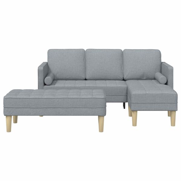 vidaXL Sofa Set with Cushion 2 pcs Light Grey Polyester