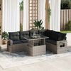 vidaXL Garden Sofa Set Grey PE rattan, powder-coated steel, tempered glass