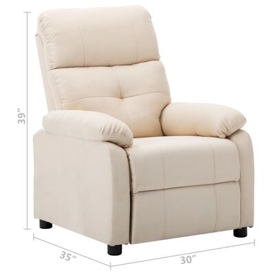 vidaXL Electric Recliner Chair Cream Fabric