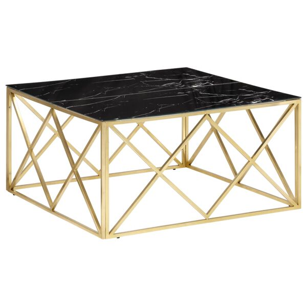 vidaXL Coffee Table Gold Stainless Steel 39.4 x 39.4 x 19.7 in