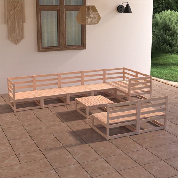 vidaXL Garden Lounge Set Brown Solid Pinewood 9 Piece Set Modular