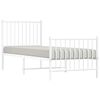 vidaXL Bed Frame White Steel Small Single Durable Bed Frame