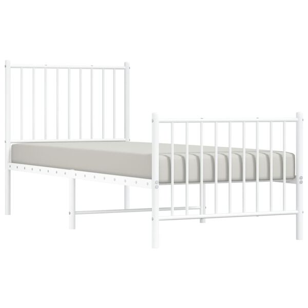 vidaXL Bed Frame White Steel Small Single Durable Bed Frame