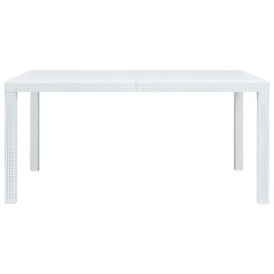 vidaXL Patio Table White 59"x35.4"x28.3" Plastic Rattan Look