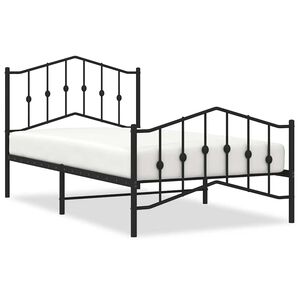 vidaXL Bed Frame Black Powder-Coated Steel Twin Bed Frame Rectangular