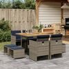 vidaXL Patio Dining Set Set of 8 Gray and Navy Blue