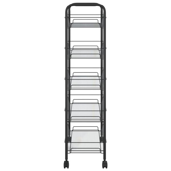 vidaXL 5-Tier Kitchen Trolley Black 18.1"x10.2"x41.3" Iron