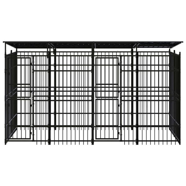 vidaXL Dog Kennel Black Powder-coated steel 79.3 sq ft Durable