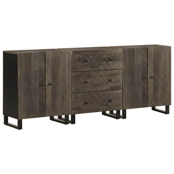 vidaXL Sideboard Black Solid mango wood, engineered wood, metal Medium