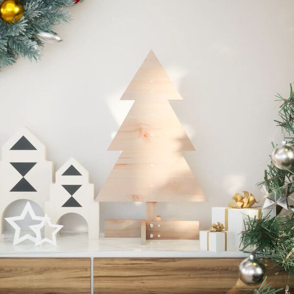 vidaXL Wooden Christmas Tree Natural wood Solid pinewood 23.6 in