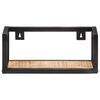 vidaXL Wall Shelf Set of 2 Natural wood and black Rough mango wood, iron