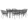 vidaXL Garden Dining Set Grey Poly Rattan 6-seater Removable Covers