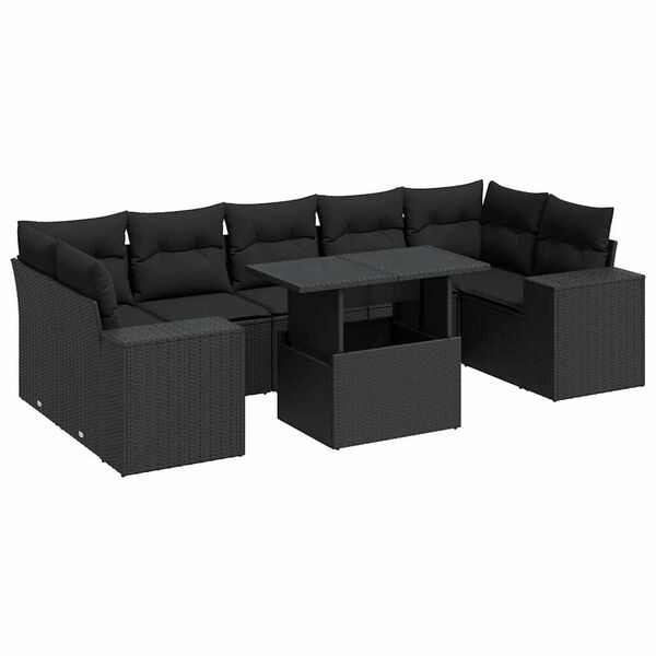 vidaXL Garden Sofa Set Black